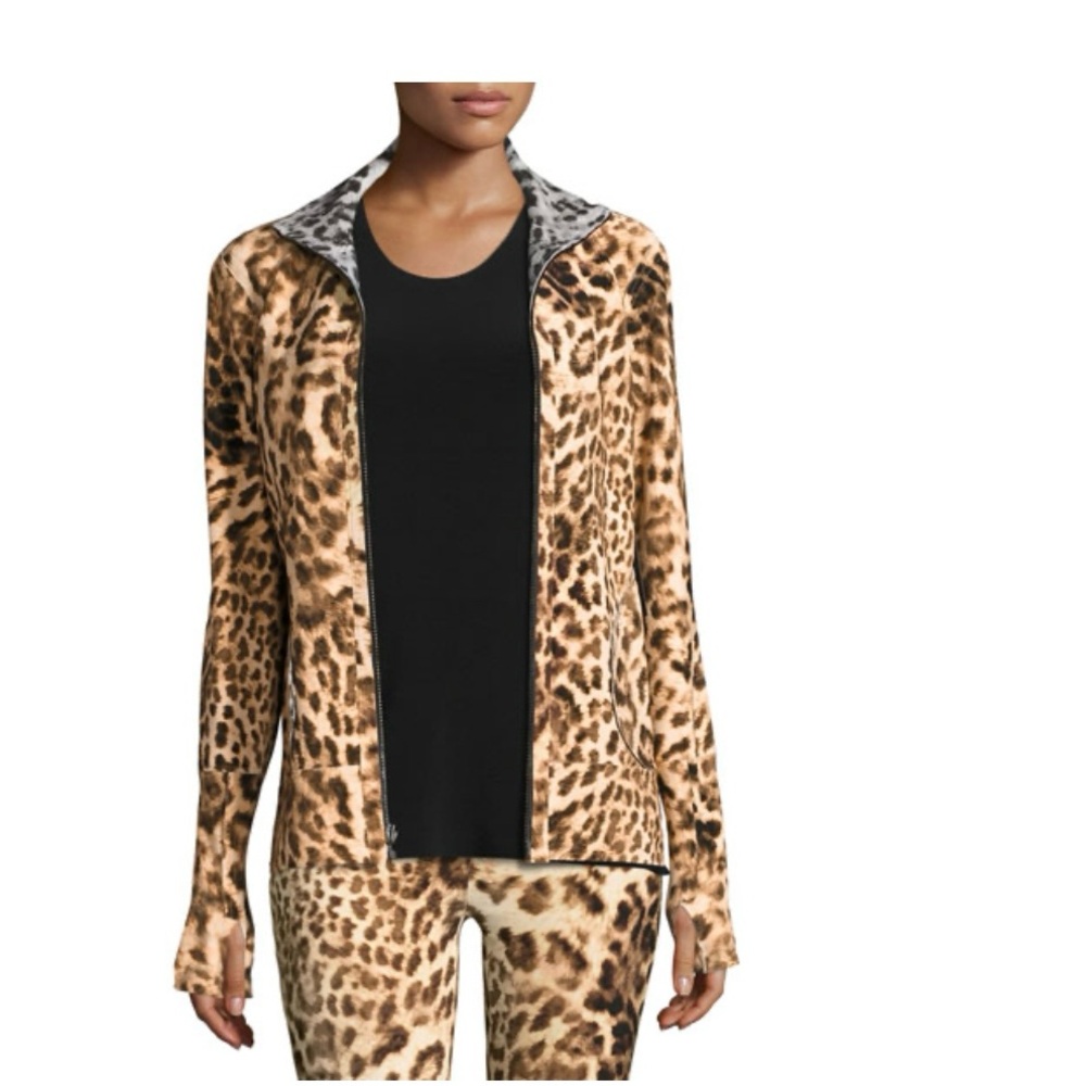 Norma Kamali Reversible Zip-Front Active Turtle Jacket, Leopard